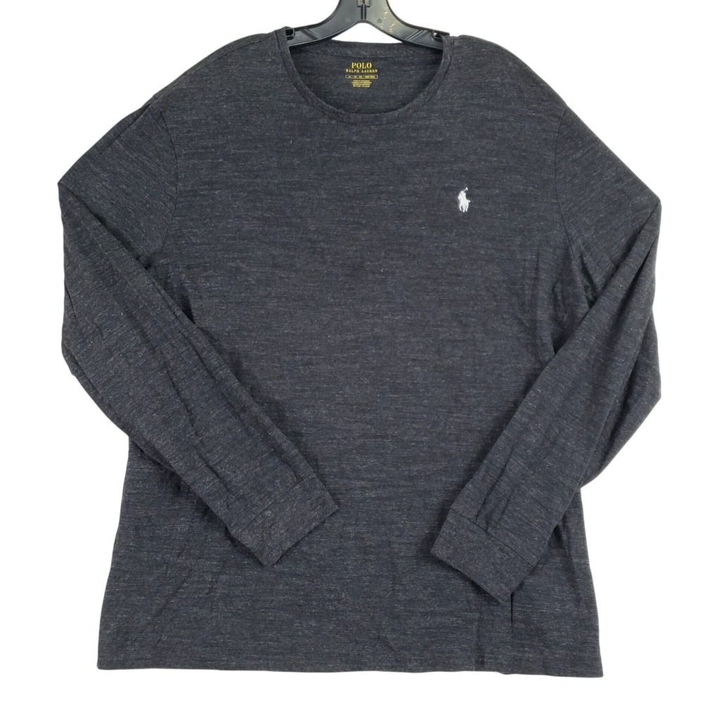 Polo Ralph Lauren T Shirt Mens XL Gray Long Sleeve Pony Logo Preppy Classic Tee